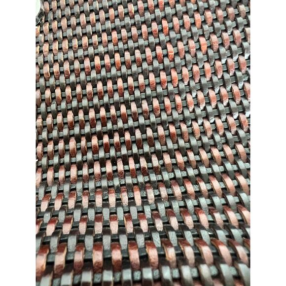 Vintage Brighton Black and Brown Leather Croc Embossed Weave Hand Shoulder Bag - Picture 10 of 11